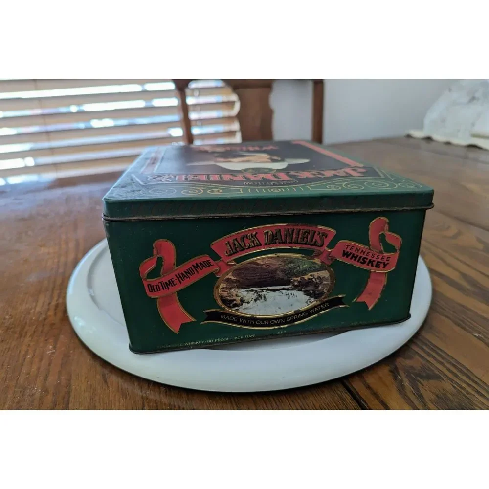 Vtg Jack Daniel's Old Time - Hand Made Tennessee Whiskey Tin Container